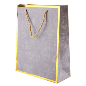 Подарочный пакет с золотой рамкой серый
