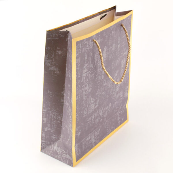 Подарочный пакет с золотой рамкой серый3
