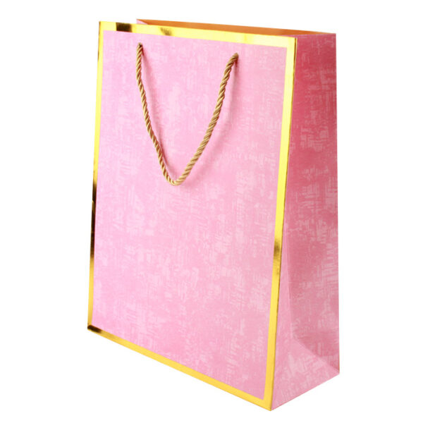 Подарочный пакет с золотой рамкой розовый