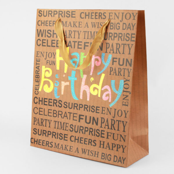 Подарочный пакет Happy birthday 32х26х10 см-3